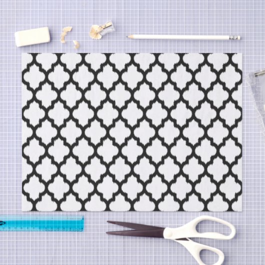 White Ikat Quatrefoil Geometric Pattern Tissuepapier (Craft)