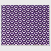 White Ikat quatrefoil over Paarse achtergrond 2 Cadeaupapier (Vlak)