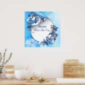 White Illustrated Waterverf Moonflower Favors Poster (Keuken)
