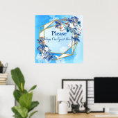 White Illustrated Waterverf Moonflower Guest Book Poster (Thuiskantoor)