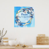 White Illustrated Waterverf Moonflower Guest Book Poster (Keuken)
