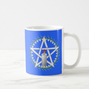 White Imbolc Pentagram met Snowdruppels Koffiemok