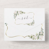 White Imperial Lilies Gold Gold Lijst Wedding All In One Uitnodiging (Achterkant)