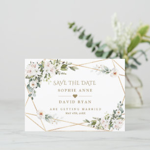 White Imperial Lilies Roos Gold Wedding Save The Date