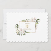 White Imperial Lily Roos Foto Girl Christening Kaart (Achterkant)