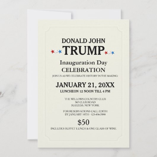White Inauguration Invitation Kaart (Voorkant)