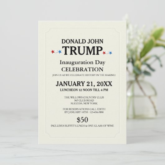 White Inauguration Invitation Kaart (Staand voorkant)
