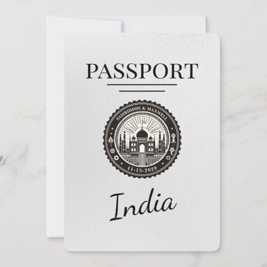 White India Passport bruiloft uitnodiging (Achterkant)