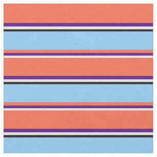 White, Indigo, Red, Light Sky Blue en Black Stof