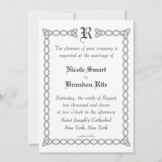 White Infinity Wedding Invitation Kaart (Voorkant)