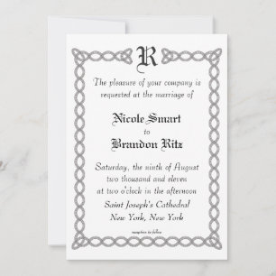 White Infinity Wedding Invitation Kaart