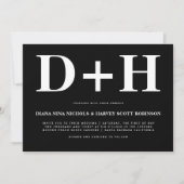 White initialen bold typografie zwarte bruiloft kaart (Voorkant)