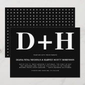 White initialen bold typografie zwarte bruiloft kaart (Voorkant / Achterkant)