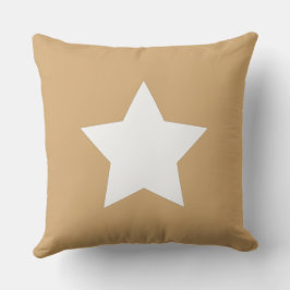 White Initials and star Natural brown background Buitenkussen