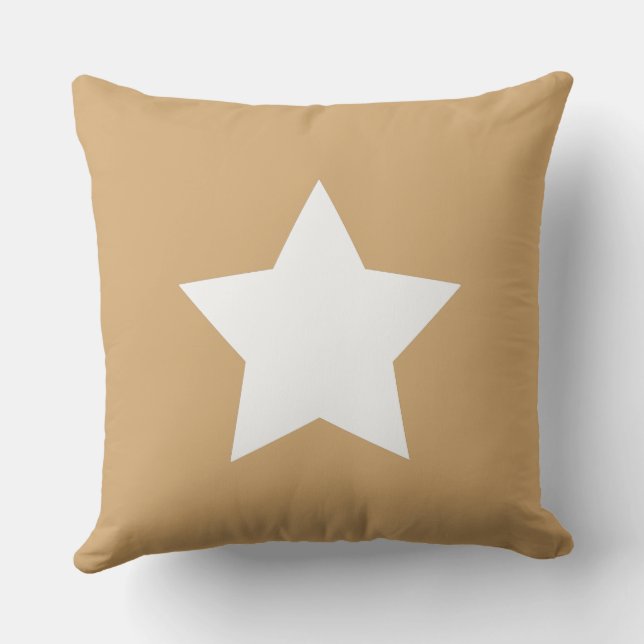 White Initials and star Natural brown background Buitenkussen (Achterkant)