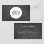 White Ink Blot Circle Logo op zwart schoolbord Visitekaartje (Voorkant / Achterkant)