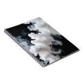 White Ink Swirl on Black Abstract Notebook Notitieboek (Rechterzijde)