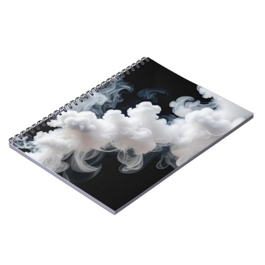 White Ink Swirl on Black Abstract Notebook Notitieboek (Linkerzijde)