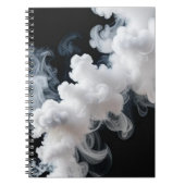 White Ink Swirl on Black Abstract Notebook Notitieboek (Voorkant)