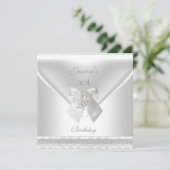 White Invitation White 30th Birthday party Kaart (Staand voorkant)
