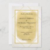 White iory gold framed modern glam bruiloft nodig kaart (Voorkant)