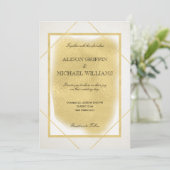 White iory gold framed modern glam bruiloft nodig kaart (Staand voorkant)