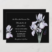 White Iris Floral op Black Christelijk Wedding Kaart (Voorkant / Achterkant)