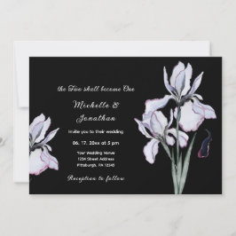 White Iris Floral op Black Christelijk Wedding Kaart