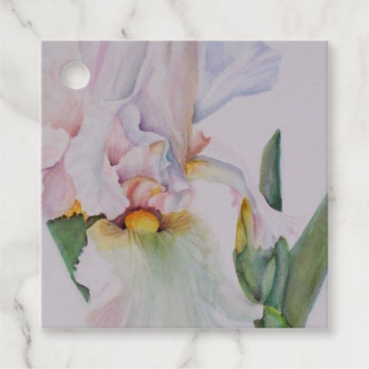 White Iris Flower Bedankjes Labels (Voorkant)