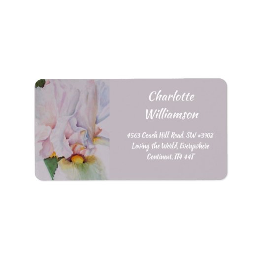 White Iris Flower in Waterverf Etiket (Voorkant)