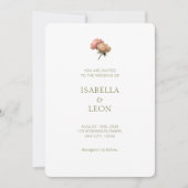 White & Ivory | Blush Rose Wedding Invitation Kaart (Voorkant)