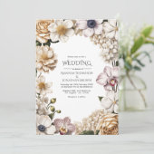 White, Ivory & Champagne Wedding Kaart (Staand voorkant)