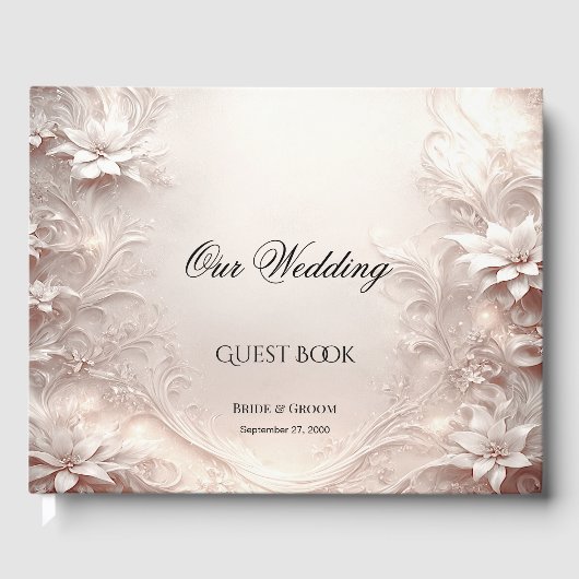 White Ivory Floral Guest Book Gastenboek (Voorkant)
