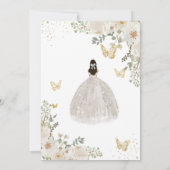 White Ivory Floral Princess Gold Quinceanera 15 XV Kaart (Achterkant)
