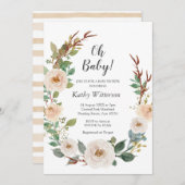 White Ivory Gender Neutral Baby shower Invitation Kaart (Voorkant / Achterkant)