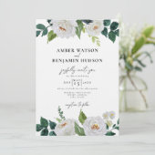 White Ivory Green Leaves Floral Foliage Wedding Kaart (Staand voorkant)
