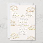 White Ivory Heaven Sent Baby Shower Party Kaart (Voorkant)