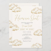 White Ivory Heaven Sent Baby Shower Party Kaart (Voorkant / Achterkant)