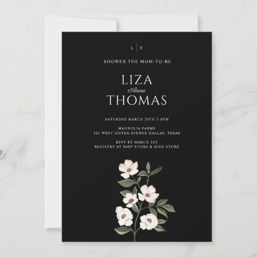 White ivory Magnolia Waterverf Flowers & Leaves Kaart (Voorkant)