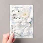 White Ivory Quiet Luxury Romantic Elegant Wedding  Acryl Uitnodigingen (Insitu (Draagbaar))