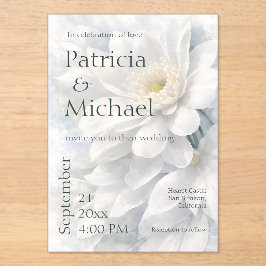 White Ivory Quiet Luxury Romantic Elegant Wedding  Acryl Uitnodigingen