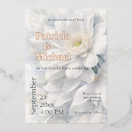 White Ivory Quiet Luxury Romantic Elegant Wedding  Folie Uitnodiging