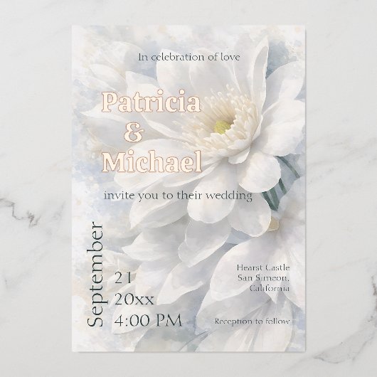 White Ivory Quiet Luxury Romantic Elegant Wedding  Folie Uitnodiging (Voorkant)