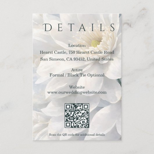 White Ivory Quiet Luxury Romantic Elegant Wedding  Informatiekaartje (Voorkant)