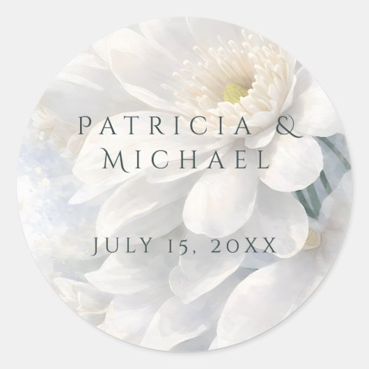 White Ivory Quiet Luxury Romantic Elegant Wedding  Ronde Sticker (Voorkant)