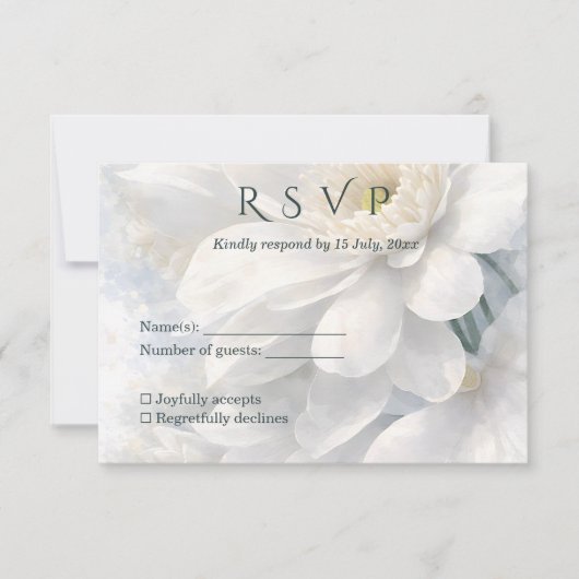 White Ivory Quiet Luxury Romantic Elegant Wedding  RSVP Kaartje (Voorkant)