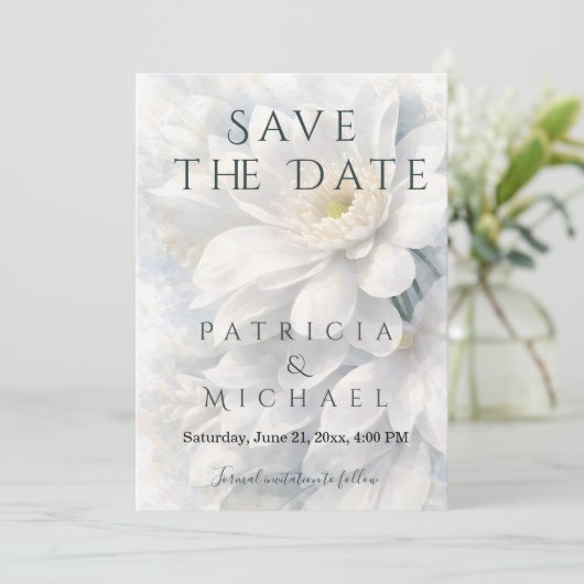 White Ivory Quiet Luxury Romantic Elegant Wedding  Save The Date (Staand voorkant)