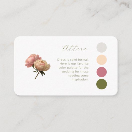 White & Ivory | Rose Wedding Attire Dress Code Informatiekaartje (Voorkant)
