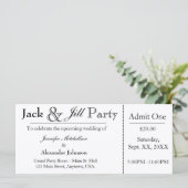 White Jack en Jill Shower Ticket Invitation (Staand voorkant)