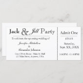 White Jack en Jill Shower Ticket Invitation (Voorkant / Achterkant)